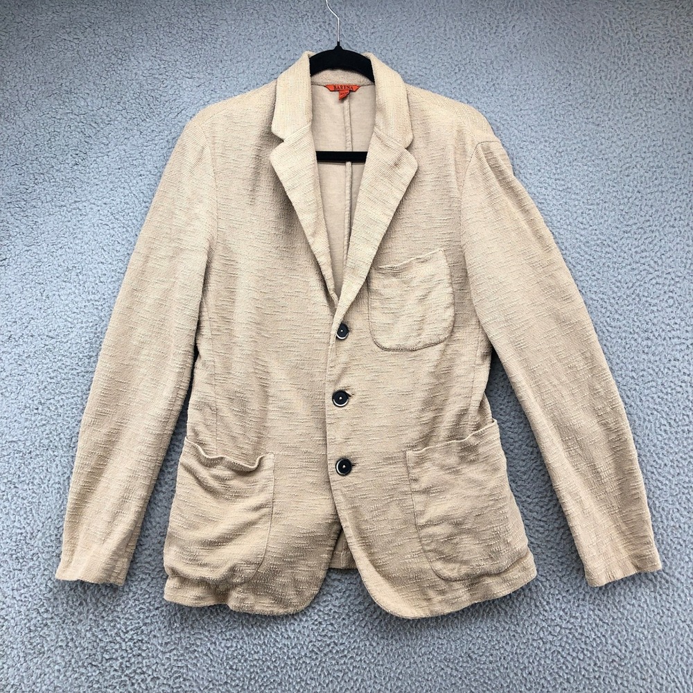 Barena Venezia Blazer Mens IT 46 US Small Beige Textured Cotton 3-Button Italy‎